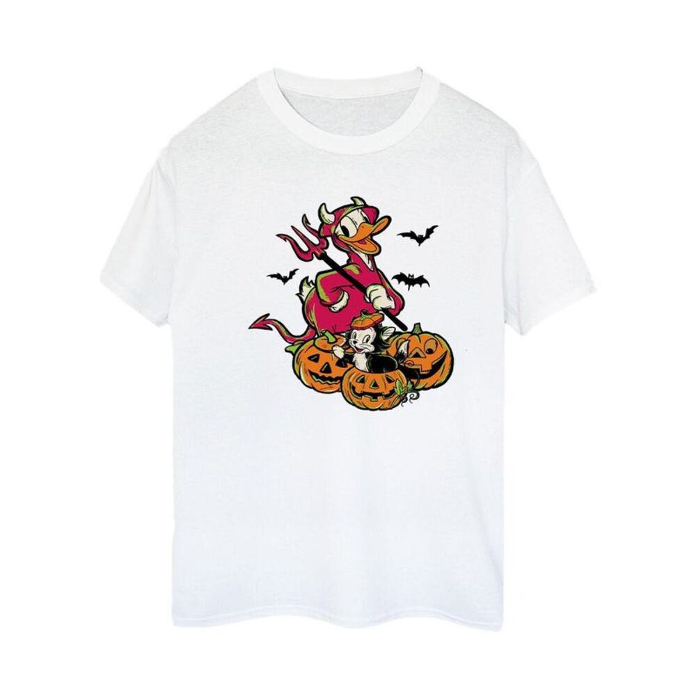 Donald Duck Womens/Ladies Devil Cotton Boyfriend T-Shirt / White